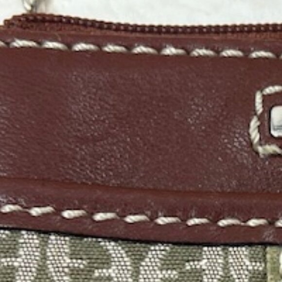 Fossil Signature ID Zip Wallet Change Purse Brown, Beige, Green 4.75"x3.25" - Picture 7 of 7